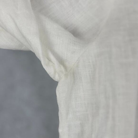 Lilly Pulitzer Small 100% Linen White Tunic Blue Embroidery V Neck 3/4 Sleeve - Picture 8 of 12